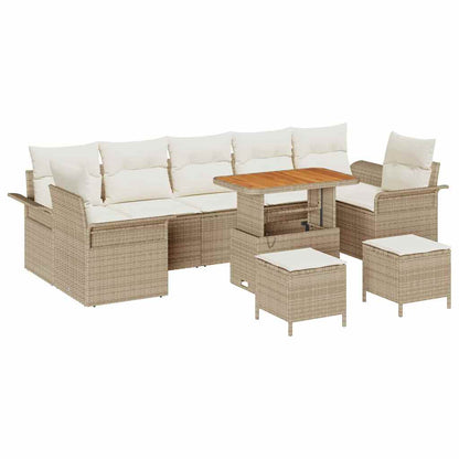 Set Divano da Giardino con cuscino 10 pcs Beige polyrattan