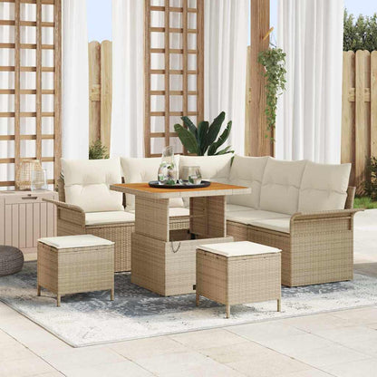 Set Divano da Giardino con cuscino 8 pcs Beige polyrattan