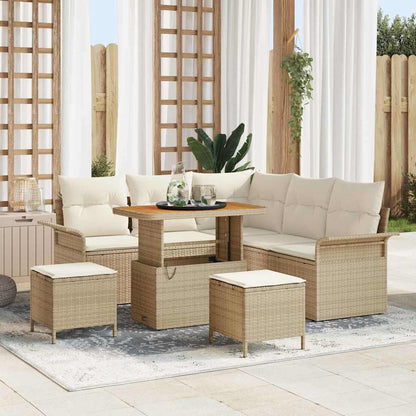 Set Divano da Giardino con cuscino 8 pcs Beige polyrattan
