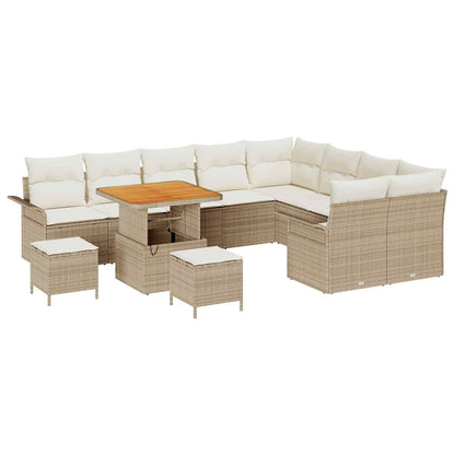 Set Divano da Giardino con cuscino 12 pcs Beige polyrattan