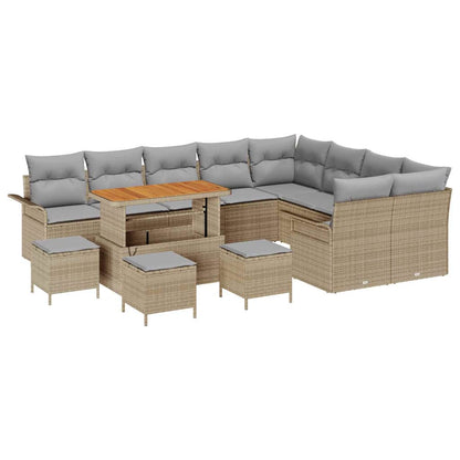 Set Divano da Giardino con cuscino 13 pcs Beige polyrattan