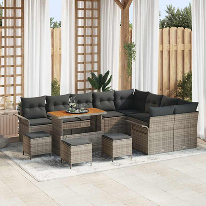 Set Divano da Giardino con cuscino 13 pcs Grigio polyrattan