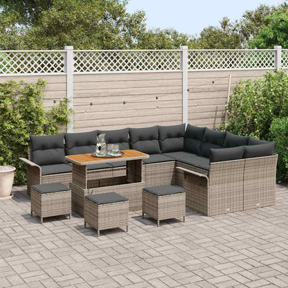 Set Divano da Giardino con cuscino 13 pcs Grigio polyrattan