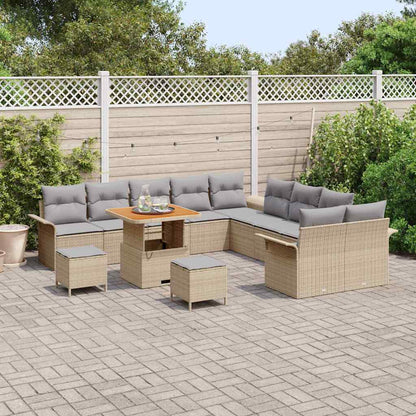 Set Divano da Giardino con cuscino 13 pcs Beige polyrattan