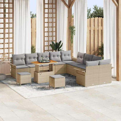 Set Divano da Giardino con cuscino 13 pcs Beige polyrattan