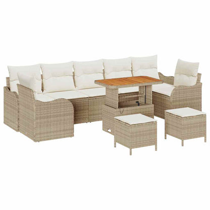 Set Divano da Giardino con cuscino 10 pcs Beige polyrattan