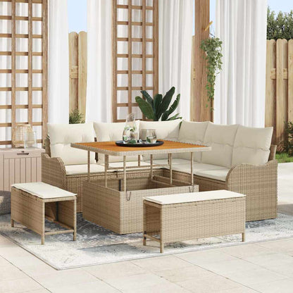 Set Divano da Giardino con cuscino 8 pcs Beige polyrattan