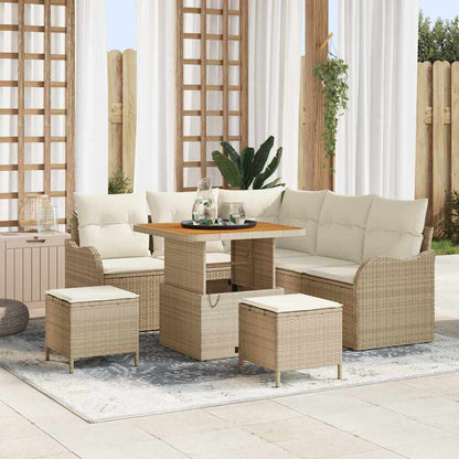 Set Divano da Giardino con cuscino 8 pcs Beige polyrattan