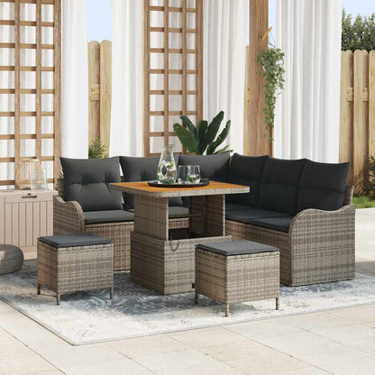 Set Divano da Giardino con cuscino 8 pcs Grigio polyrattan