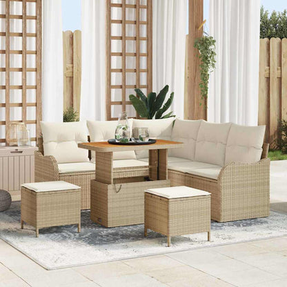 Set Divano da Giardino con cuscino 8 pcs Beige polyrattan