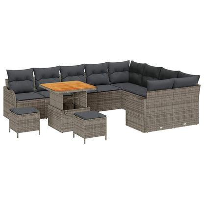 Set Divano da Giardino con cuscino 12 pcs Grigio polyrattan