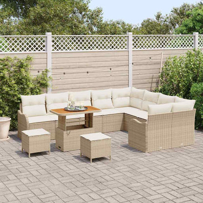 Set Divano da Giardino con cuscino 12 pcs Beige polyrattan