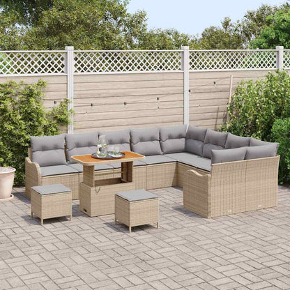 Set Divano da Giardino con cuscino 12 pcs Beige polyrattan