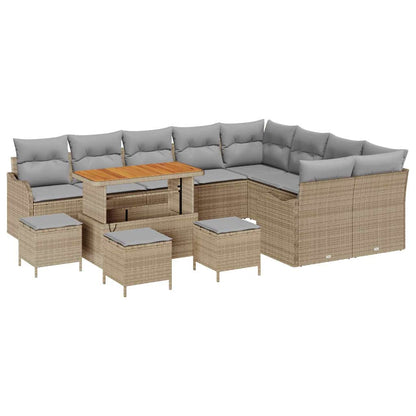 Set Divano da Giardino con cuscino 13 pcs Beige polyrattan