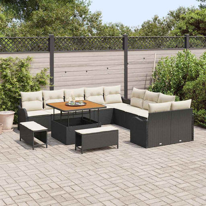 Set Divano da Giardino 13 pcs Nero polyrattan