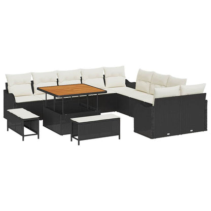 Set Divano da Giardino 13 pcs Nero polyrattan