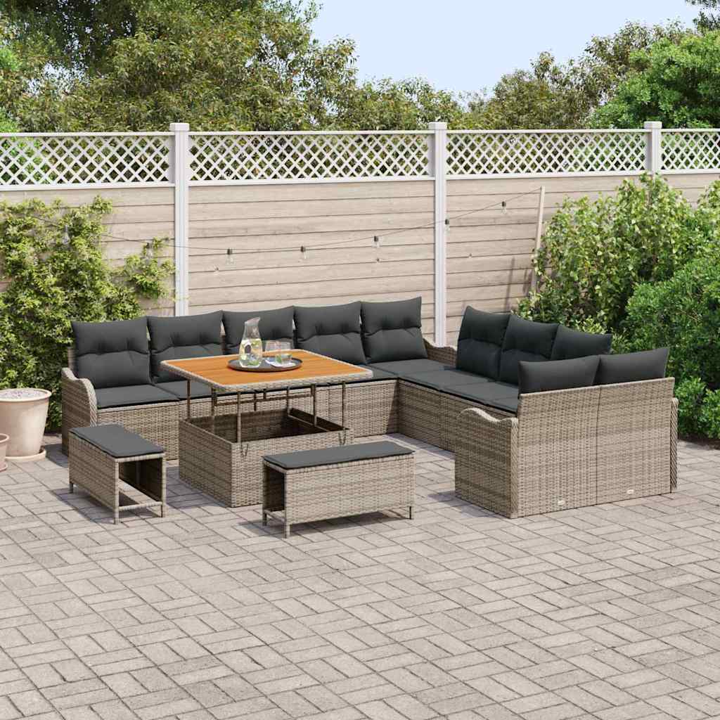 Set Divano da Giardino 13 pcs Grigio polyrattan