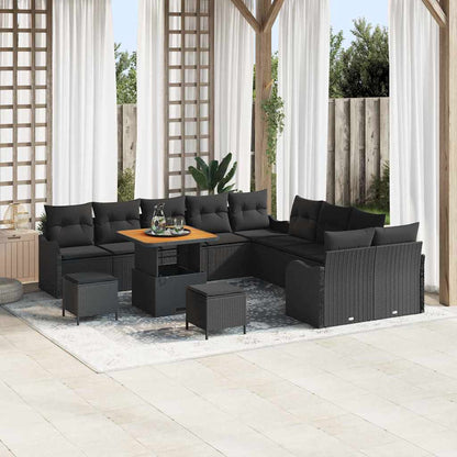 Set Divano da Giardino 13 pcs Nero polyrattan