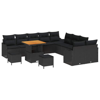 Set Divano da Giardino 13 pcs Nero polyrattan