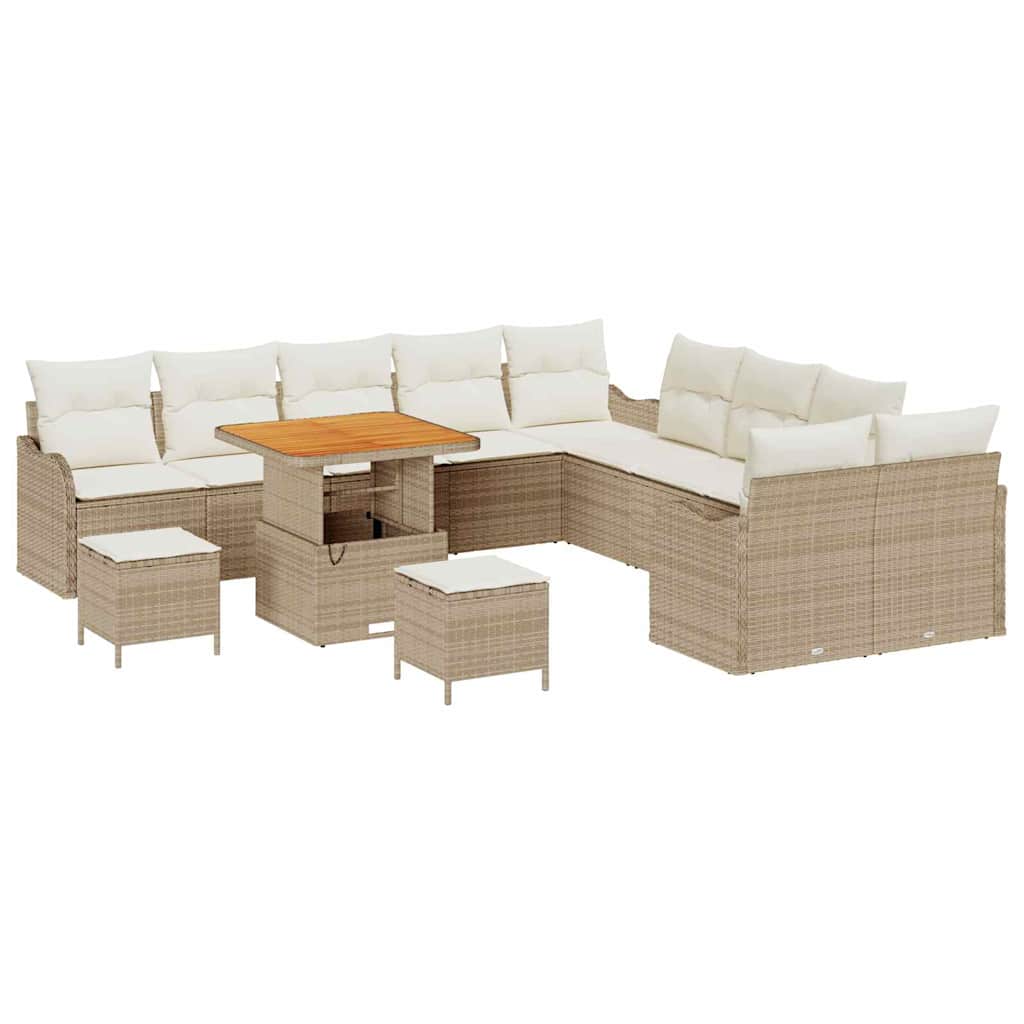Set Divano da Giardino 13 pcs Beige polyrattan
