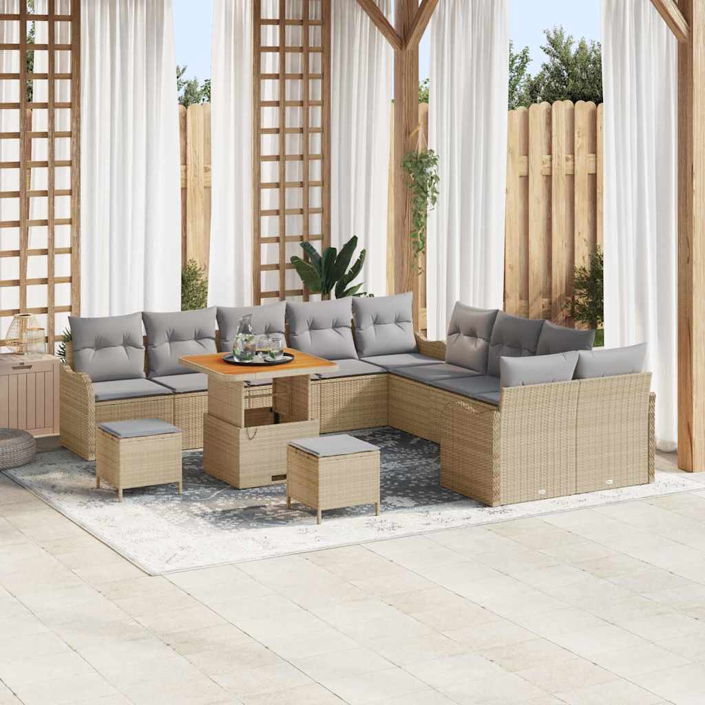 Set Divano da Giardino 13 pcs Beige polyrattan