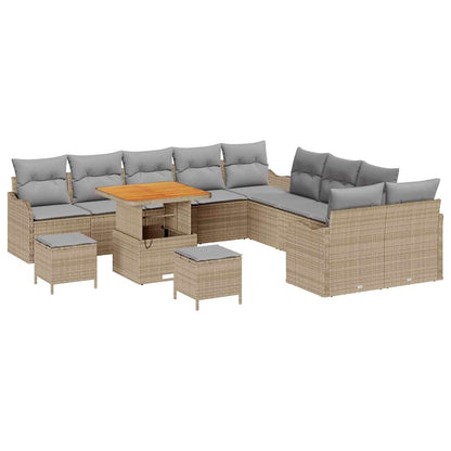 Set Divano da Giardino 13 pcs Beige polyrattan