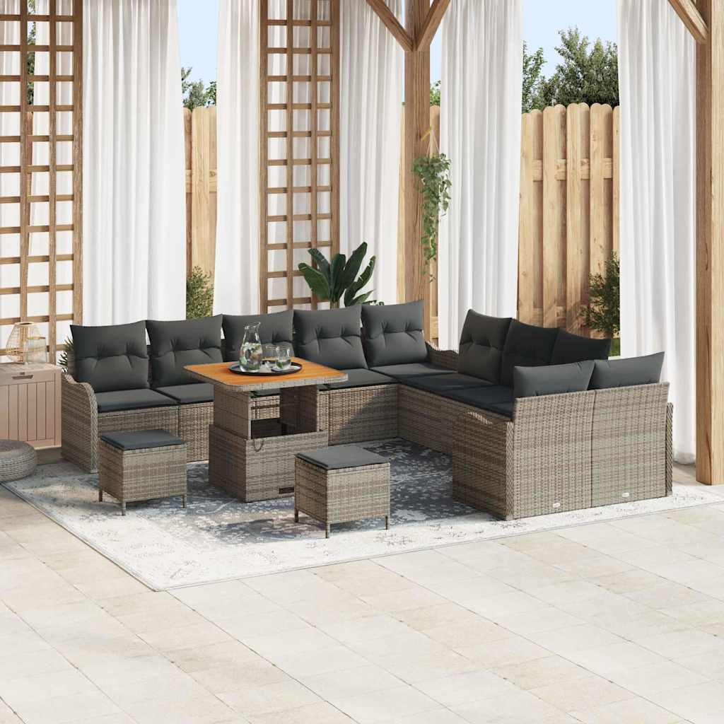 Set Divano da Giardino 13 pcs Grigio polyrattan