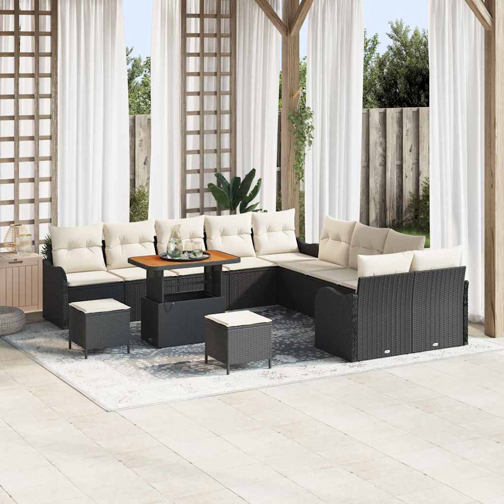 Set Divano da Giardino 13 pcs Nero polyrattan
