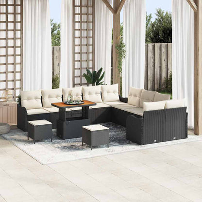 Set Divano da Giardino 13 pcs Nero polyrattan