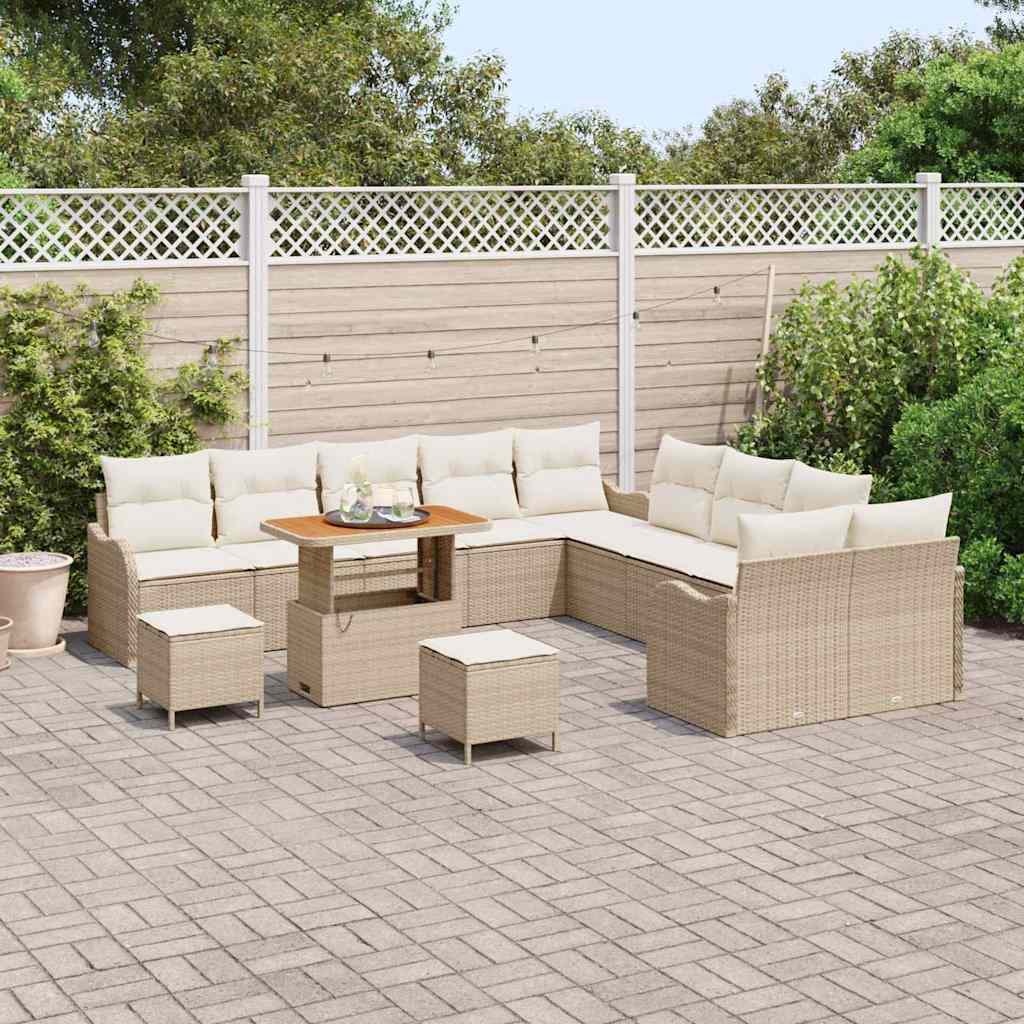 Set Divano da Giardino 13 pcs Beige polyrattan