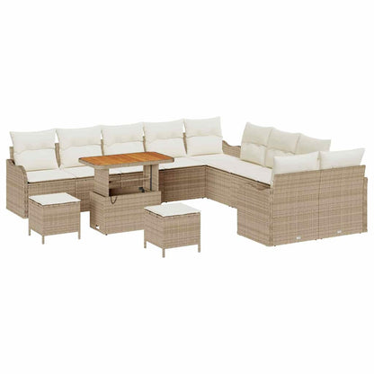 Set Divano da Giardino 13 pcs Beige polyrattan