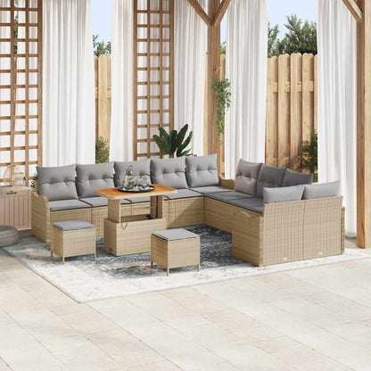 Set Divano da Giardino 13 pcs Beige polyrattan