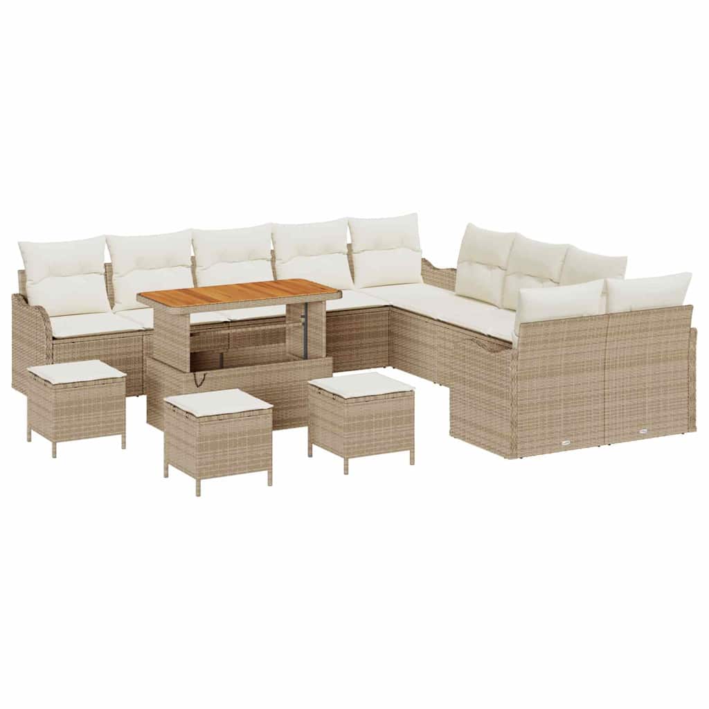 Set Divano da Giardino 14 pcs Beige polyrattan