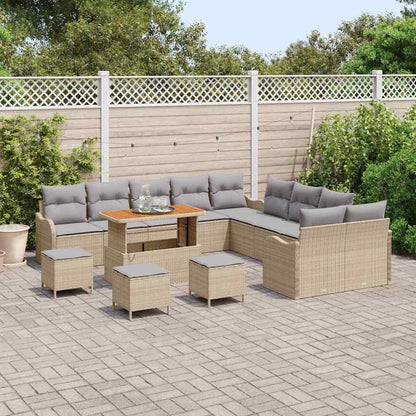 Set Divano da Giardino 14 pcs Beige polyrattan