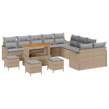 Set Divano da Giardino 14 pcs Beige polyrattan