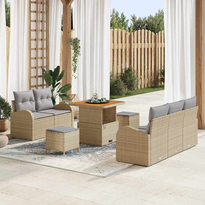 Set Divano da Giardino con cuscino 8 pcs Beige polyrattan
