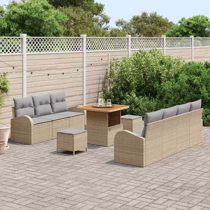 Set Divano da Giardino con cuscino 10 pcs Beige polyrattan