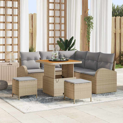 Set Divano da Giardino con cuscino 8 pcs Beige polyrattan