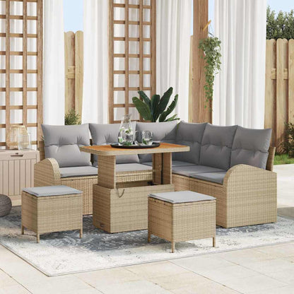 Set Divano da Giardino con cuscino 8 pcs Beige polyrattan