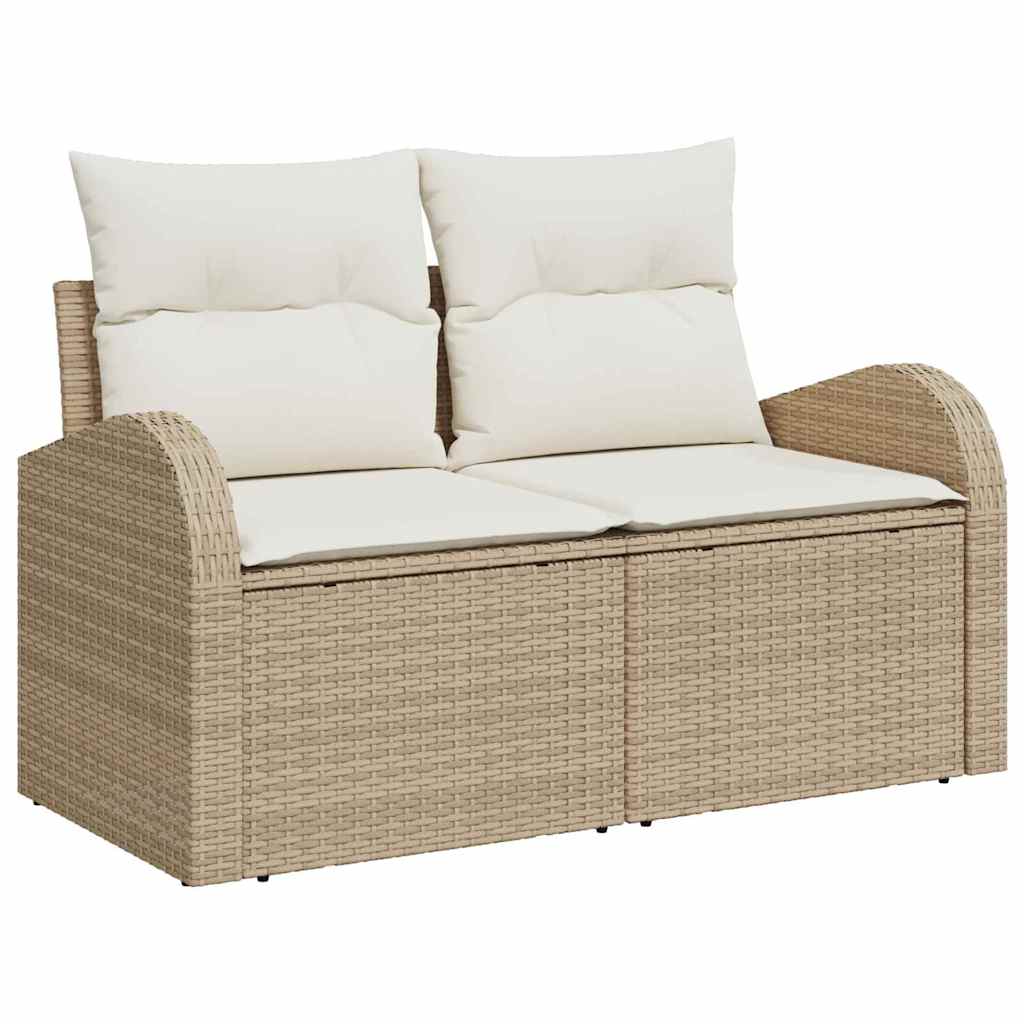 Set Divano da Giardino con cuscino 10 pcs Beige polyrattan