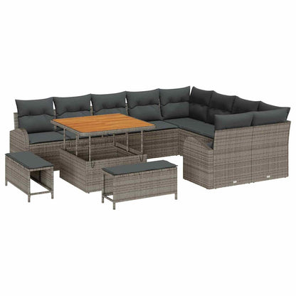 Set Divano da Giardino con cuscino 12 pcs Grigio polyrattan