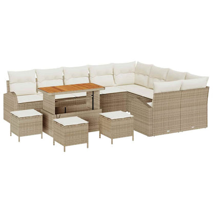 Set Divano da Giardino con cuscino 13 pcs Beige polyrattan