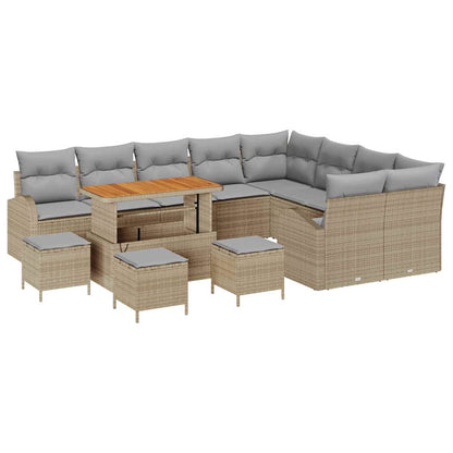 Set Divano da Giardino con cuscino 13 pcs Beige polyrattan
