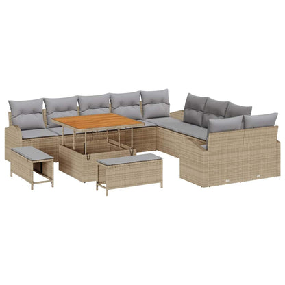 Set Divano da Giardino con cuscino 13 pcs Beige polyrattan
