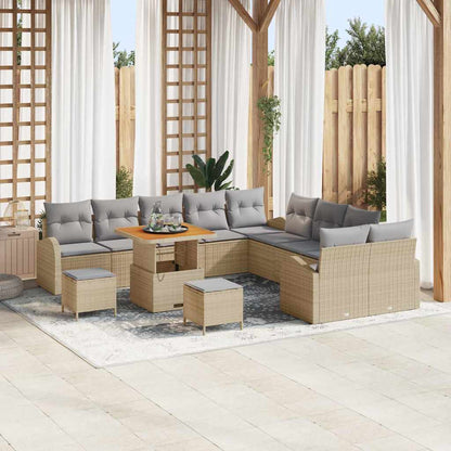 Set Divano da Giardino con cuscino 13 pcs Beige polyrattan