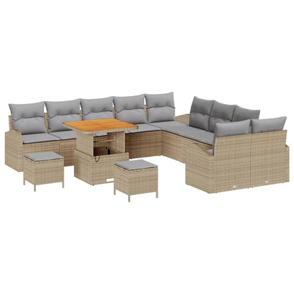 Set Divano da Giardino con cuscino 13 pcs Beige polyrattan