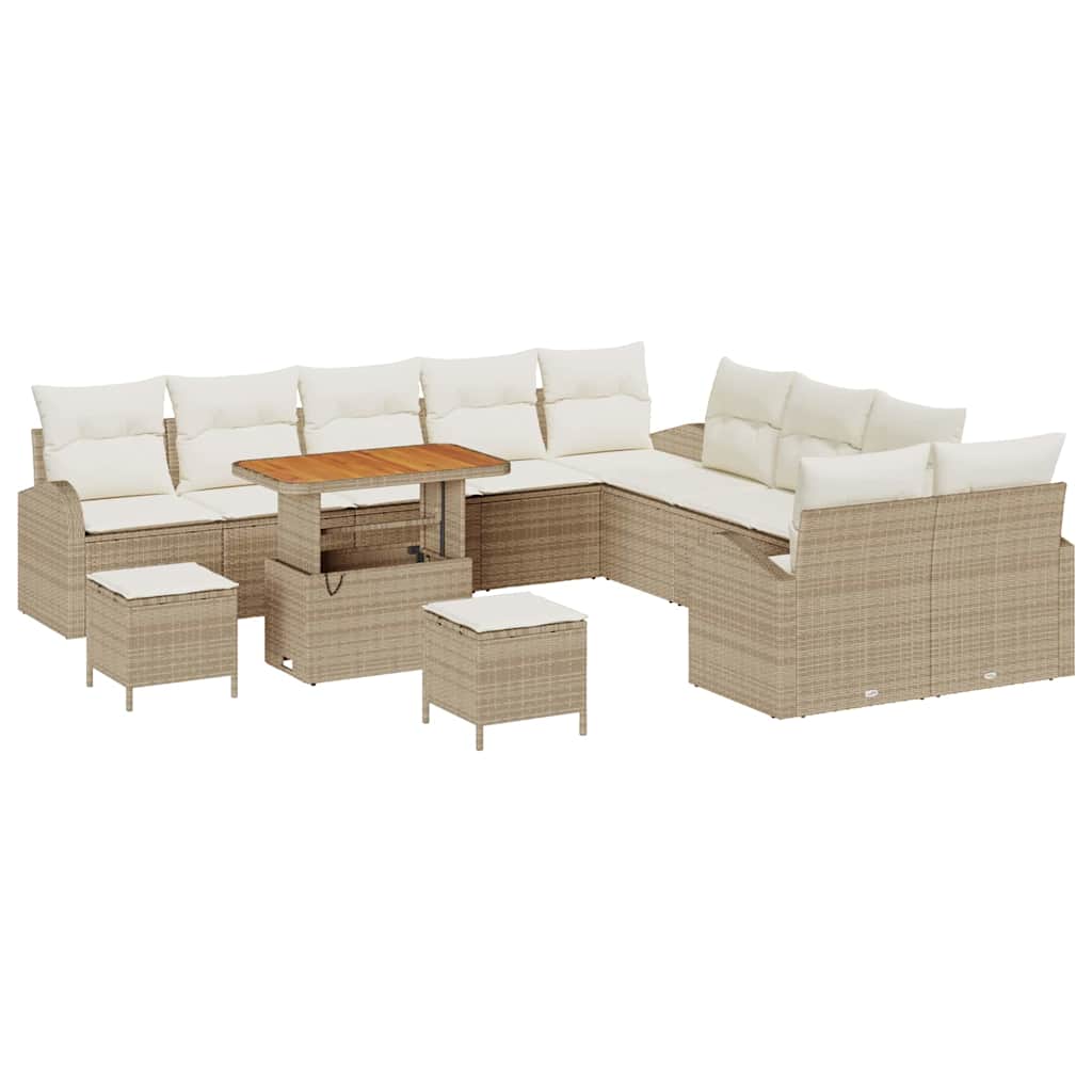 Set Divano da Giardino con cuscino 13 pcs Beige polyrattan