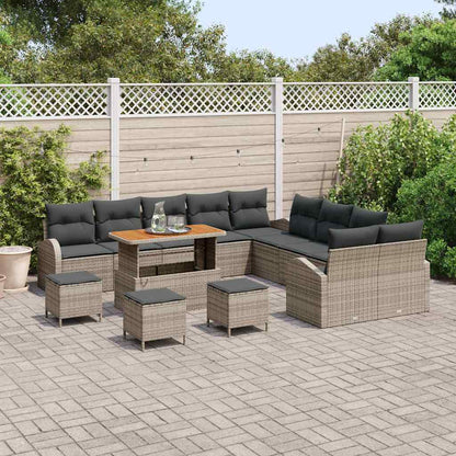 Set Divano da Giardino con cuscino 14 pcs Grigio polyrattan