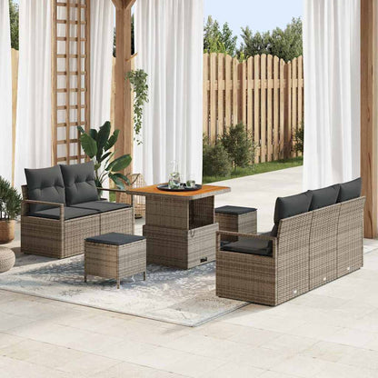 Set Divano da Giardino con cuscino 8 pcs Grigio polyrattan