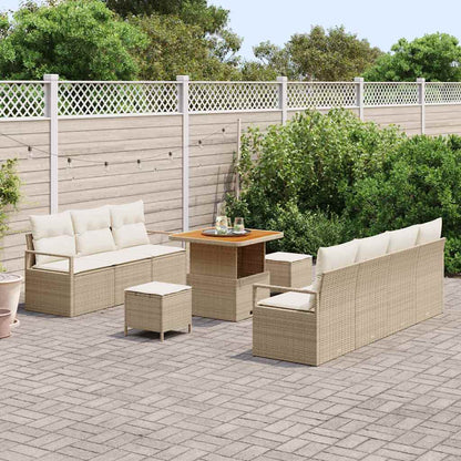 Set Divano da Giardino con cuscino 10 pcs Beige polyrattan